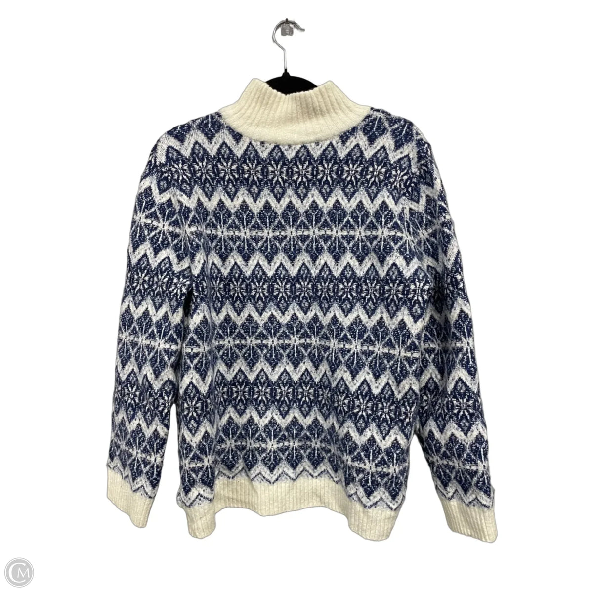 Sweater By Talbots In Blue & Cream, Size: M