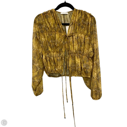 Blouse Long Sleeve By Zara In Green & Yellow, Size: S