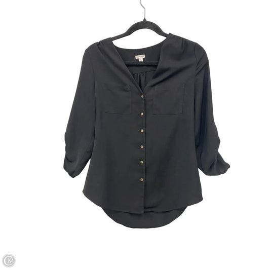 Blouse Long Sleeve By Guess In Black, Size: S