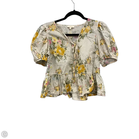 Blouse Short Sleeve By Parker In Cream & Yellow, Size: Xs