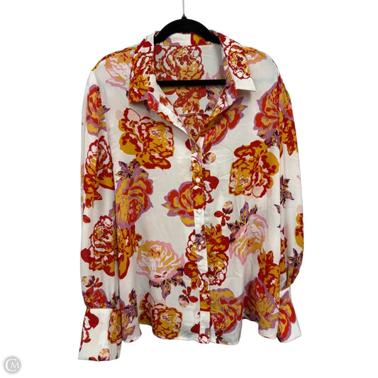 Blouse Long Sleeve By Cme In Orange & White, Size: 3x