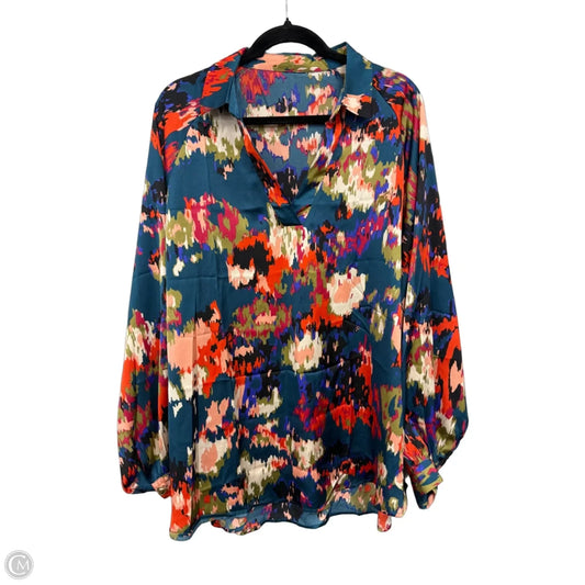 Blouse Long Sleeve By Cme In Green & Orange, Size: 3x