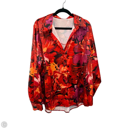 Blouse Long Sleeve By Cme In Black & Orange, Size: 3x