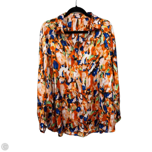 Blouse Long Sleeve By Cme In Blue & Orange, Size: 3x
