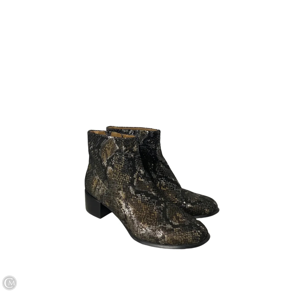 Boots Ankle Heels By Vionic In Black & Gold, Size: 9