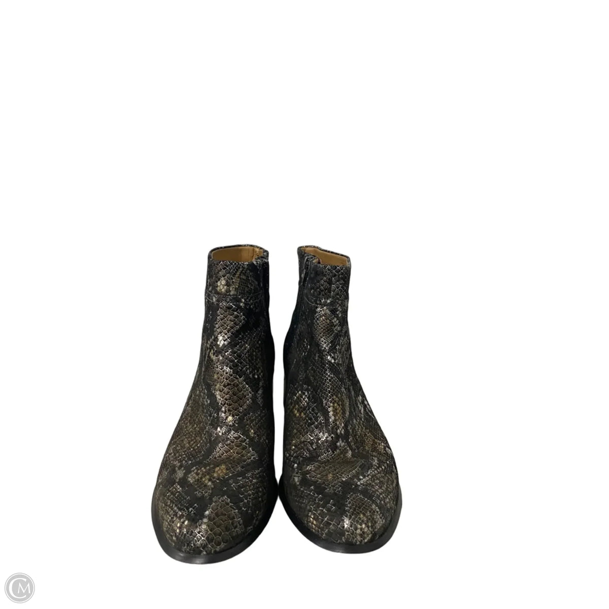 Boots Ankle Heels By Vionic In Black & Gold, Size: 9