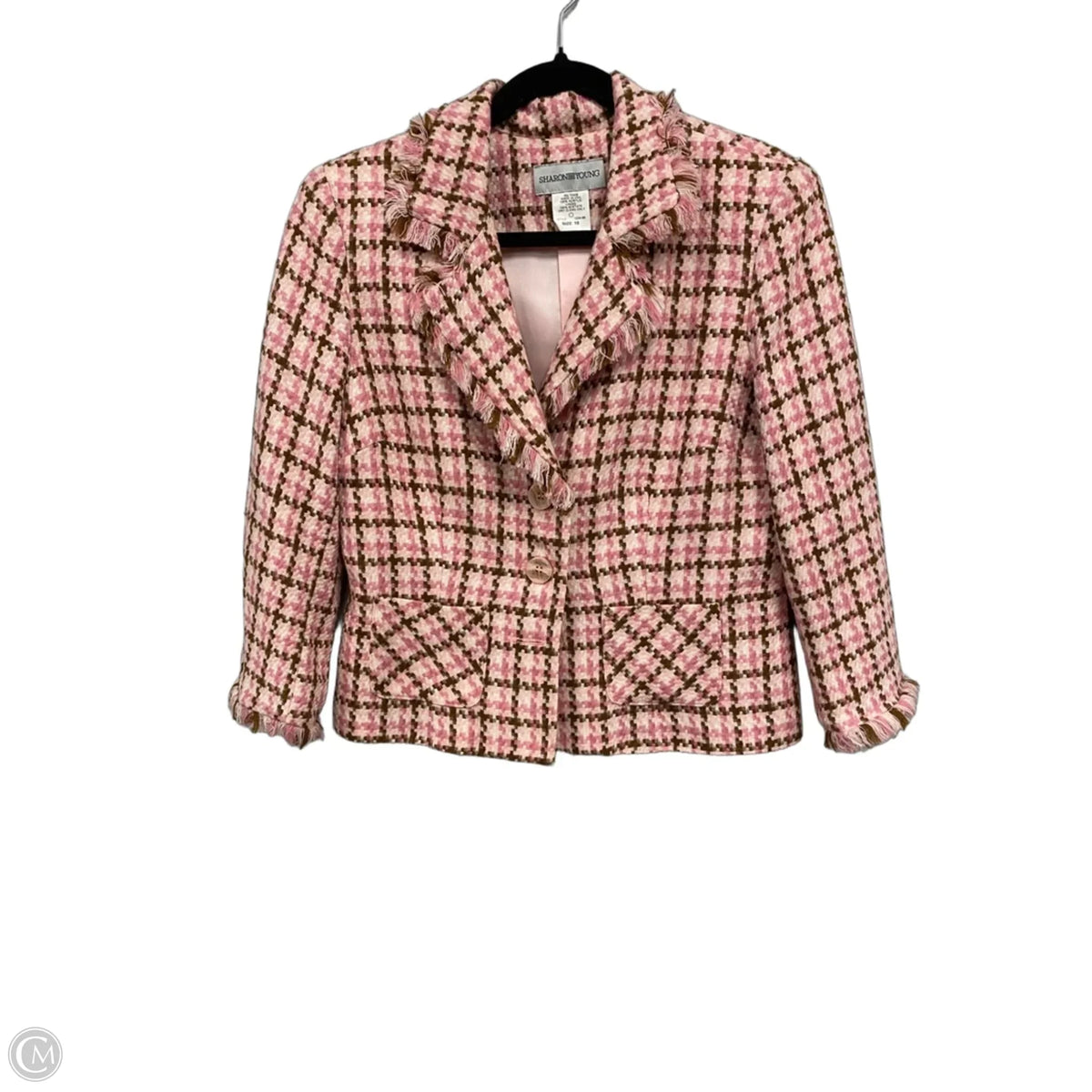 Blazer By Sharon Young In Pink & White, Size: 10