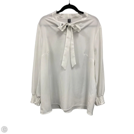 Blouse Long Sleeve By Shein In White, Size: 2x