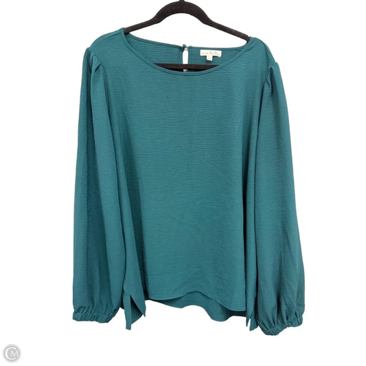 Blouse Long Sleeve By Nine Britton In Teal, Size: 2x