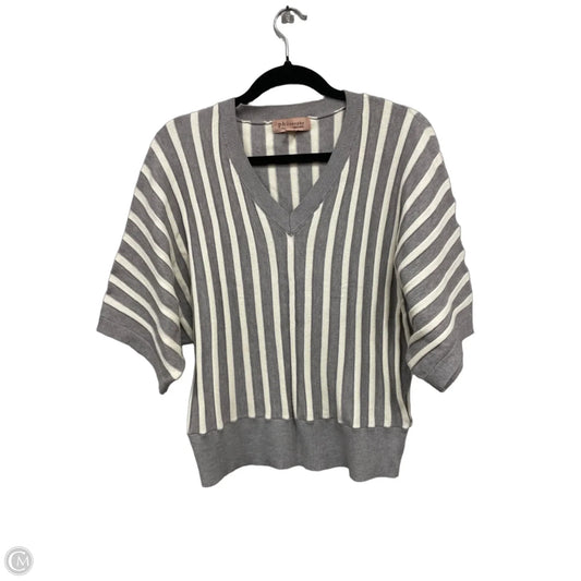 Sweater Short Sleeve By Philosophy In Grey & White, Size: L