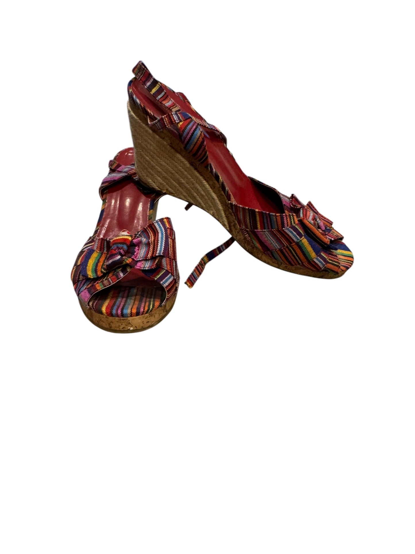 Sandals Heels Wedge By White Mountain In Rainbow Print, Size: 11