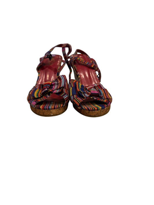 Sandals Heels Wedge By White Mountain In Rainbow Print, Size: 11