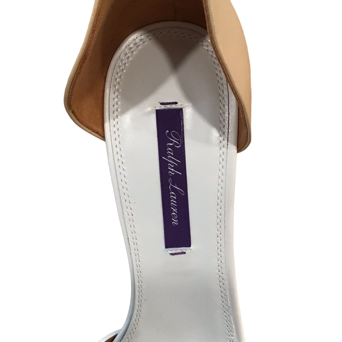 Tan & White Shoes Heels Stiletto Ralph Lauren Collection, Size 7.5