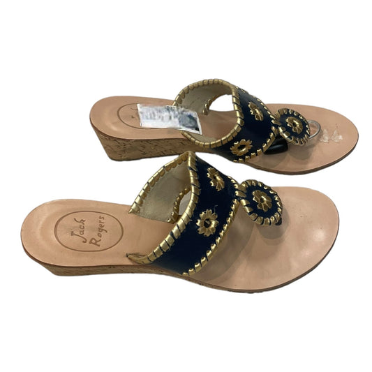 Shoes Heels Wedge By Jack Rogers In Blue & Gold, Size: 6.5