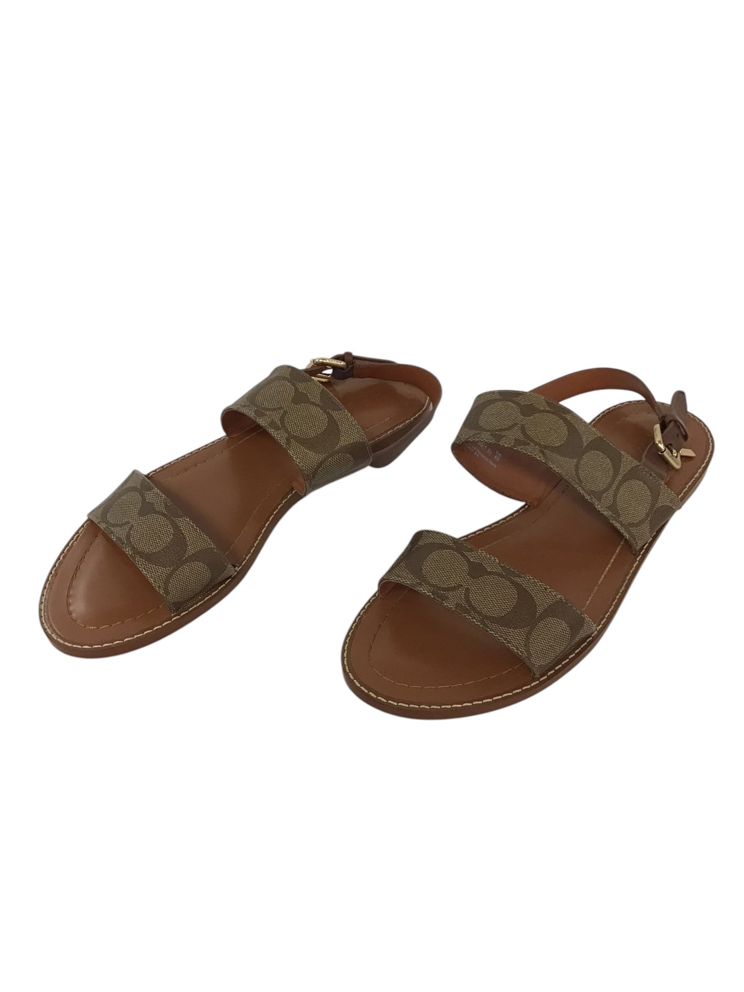 Sandals Designer By Coach In Brown & Tan, Size: 9