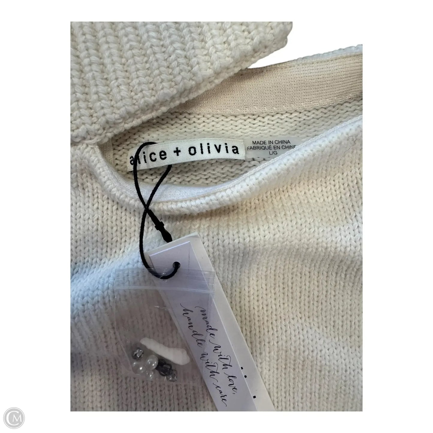 Sweater Designer By Alice + Olivia In Cream, Size: L