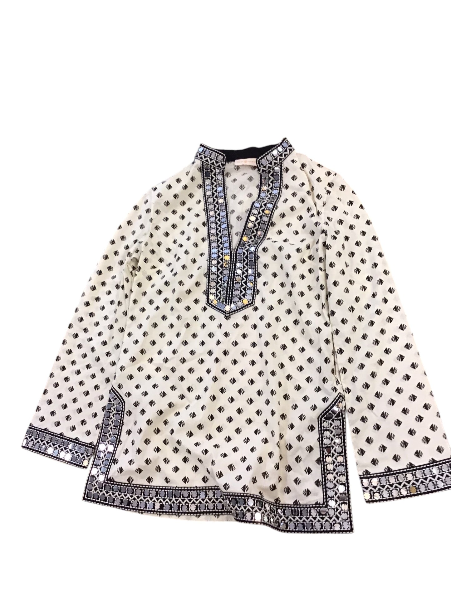 Top Long Sleeve Designer By Tory Burch In Black & White, Size: 6