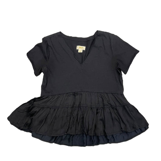 Top Short Sleeve By Anthropologie In Black, Size: S