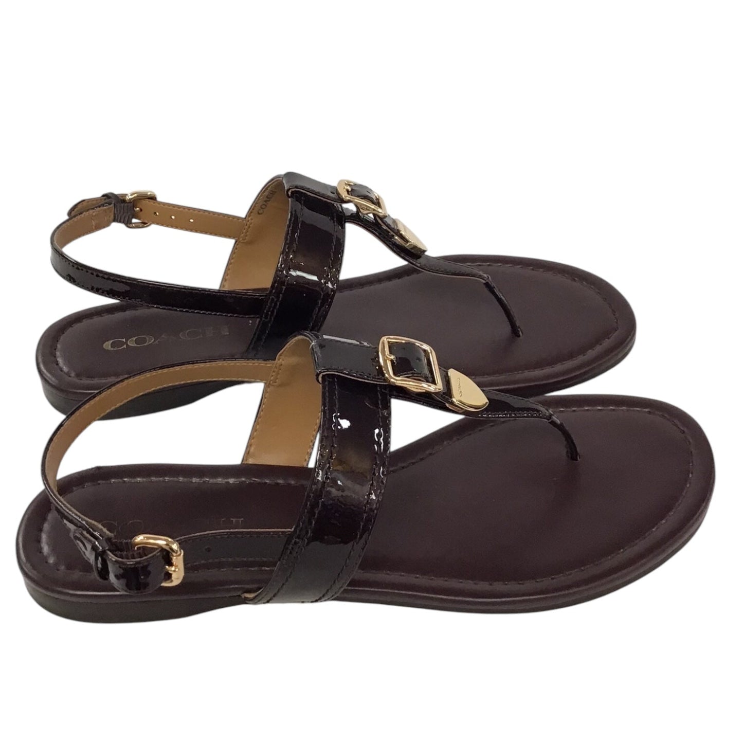 Sandals Flip Flops By Coach In Brown, Size: 9