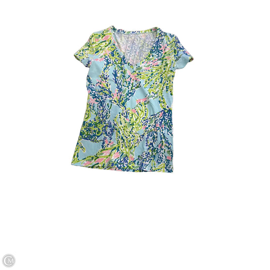 Top Short Sleeve Designer By Lilly Pulitzer In Blue & Green, Size: Xs