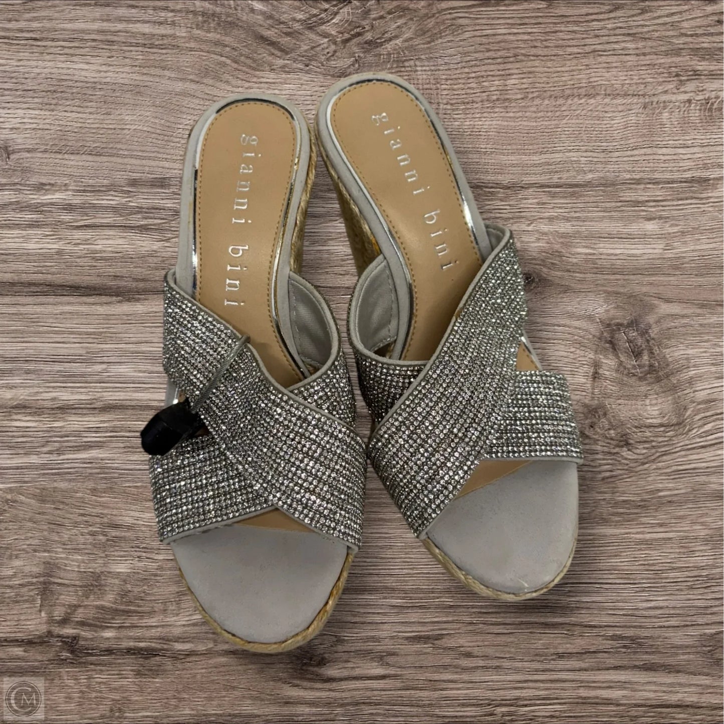 Sandals Heels Wedge By Gianni Bini In Silver, Size: 6