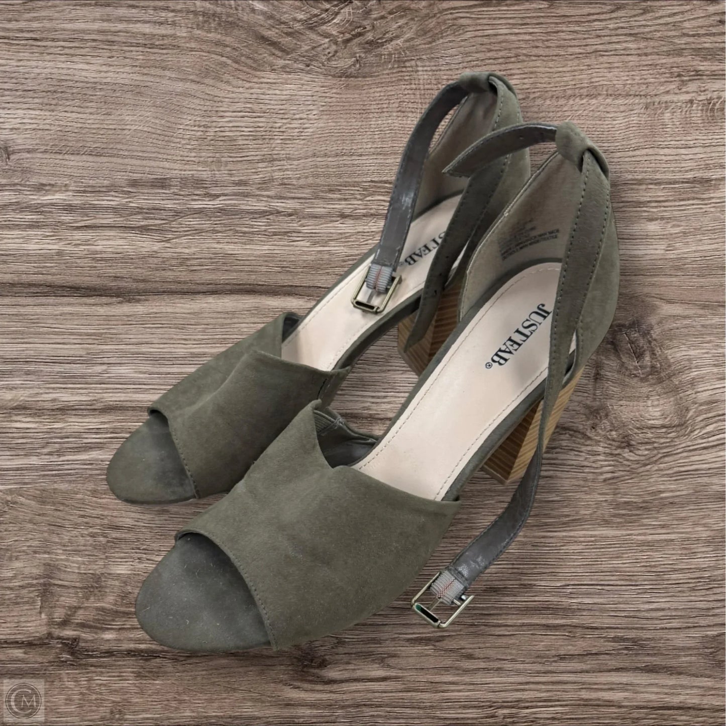 Sandals Heels Block By Just Fab In Green, Size: 11