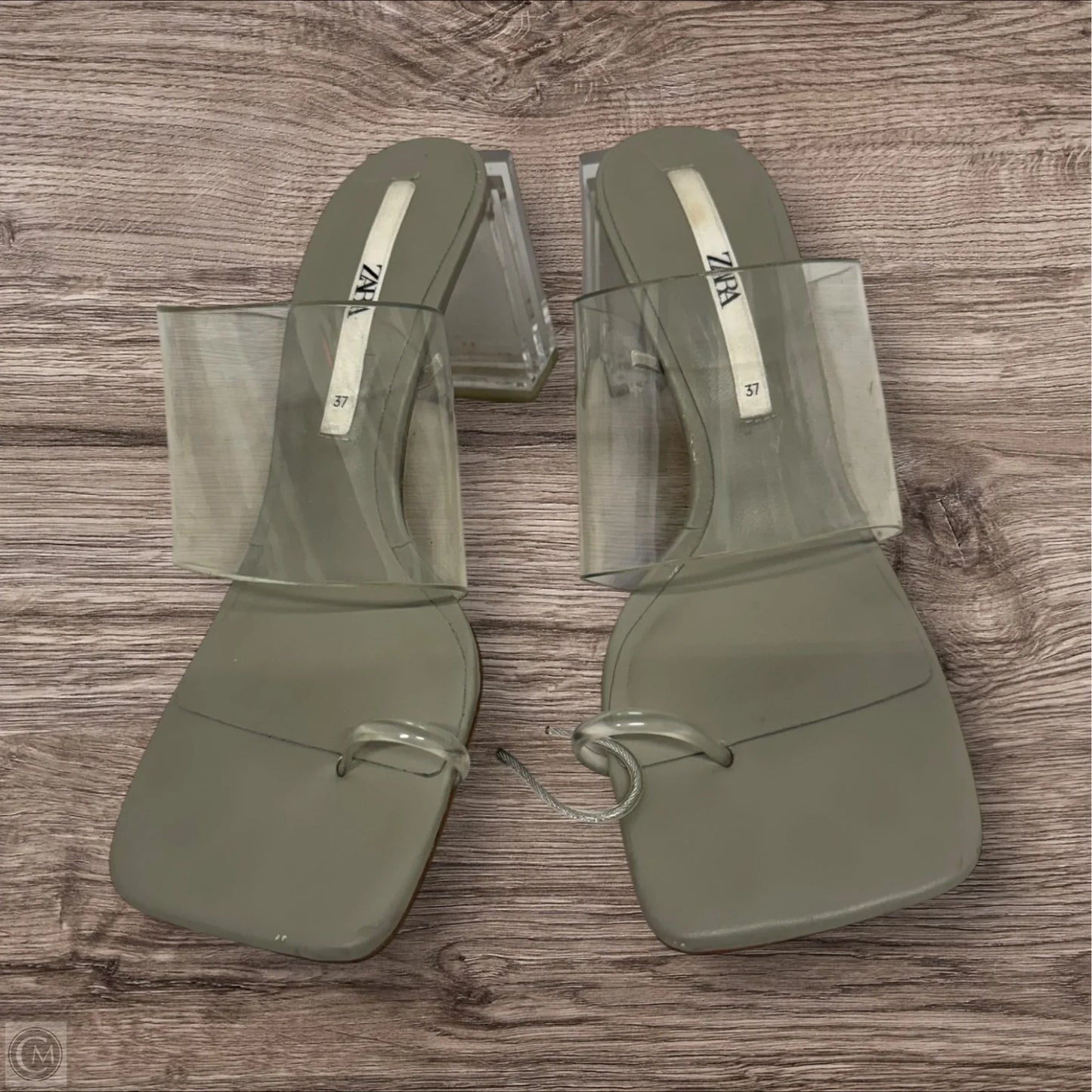 Sandals Heels Block By Zara In Grey, Size: 6.5