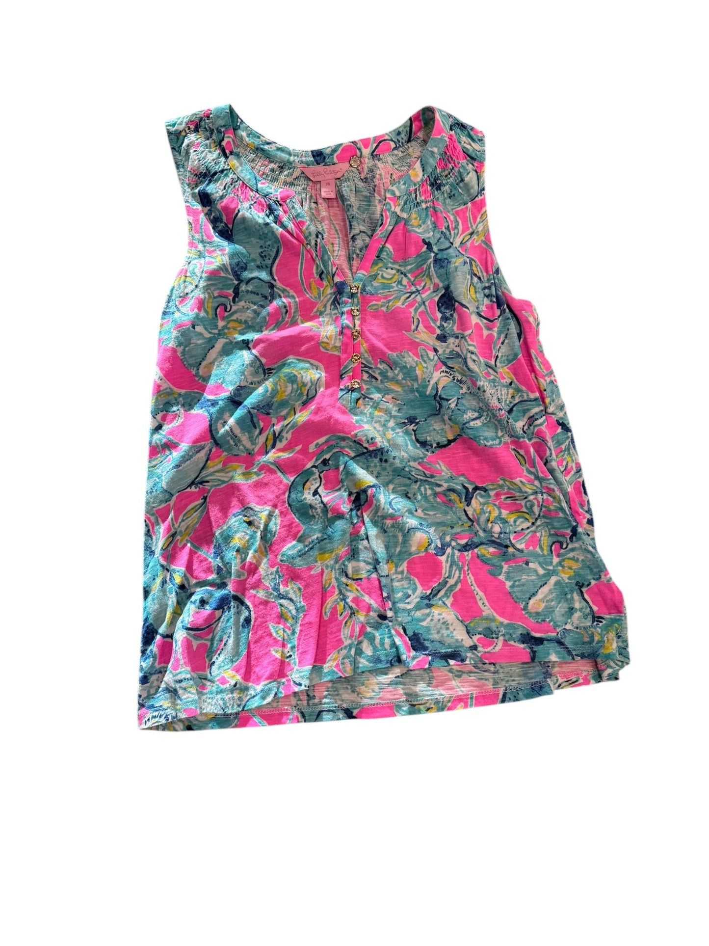 Top Sleeveless By Lilly Pulitzer In Blue & Pink, Size: M