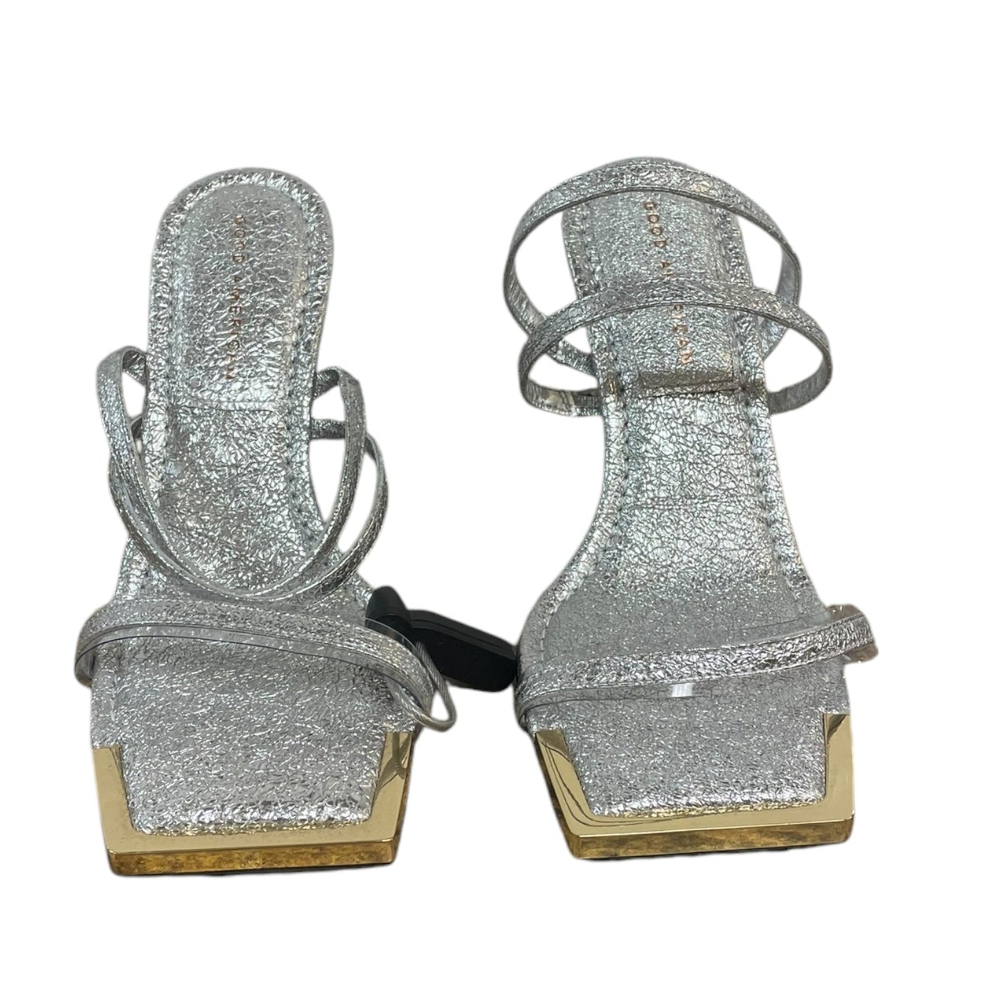 Sandals Heels Block By Good American In Silver, Size: 7