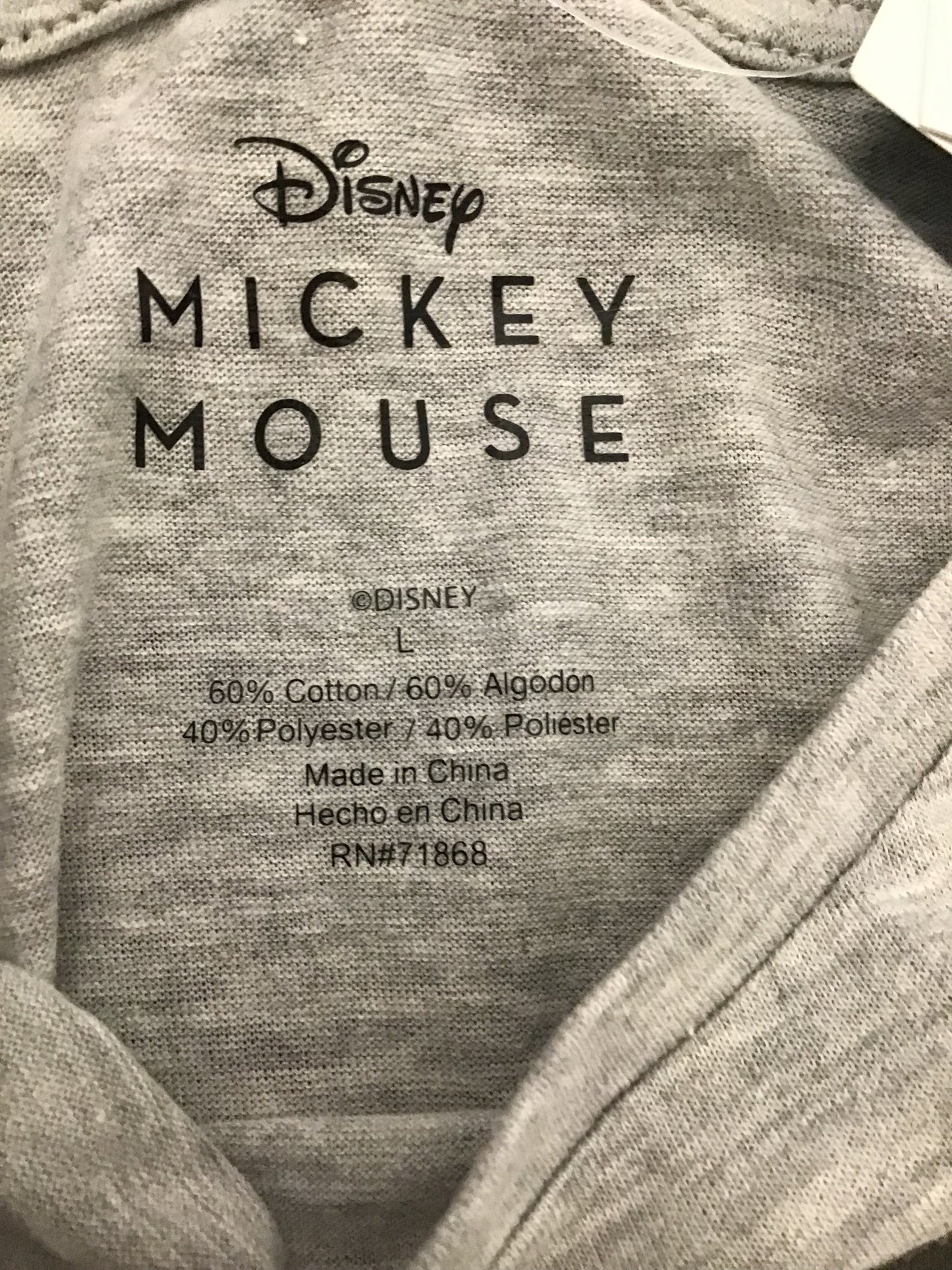 Grey Top Short Sleeve Disney Store, Size L