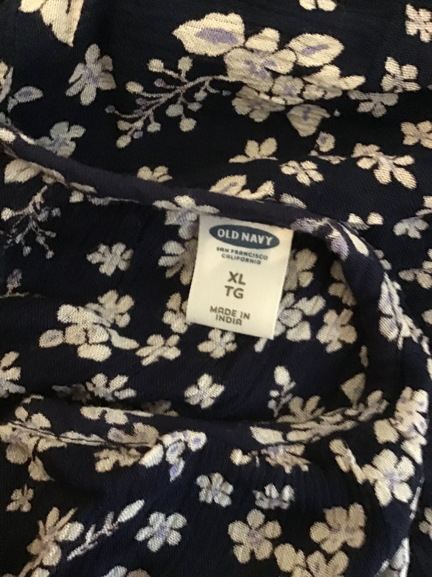 Blue & White Blouse Long Sleeve Old Navy, Size Xl