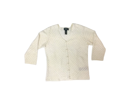 Sweater Cardigan By Lauren By Ralph Lauren In White, Size: S