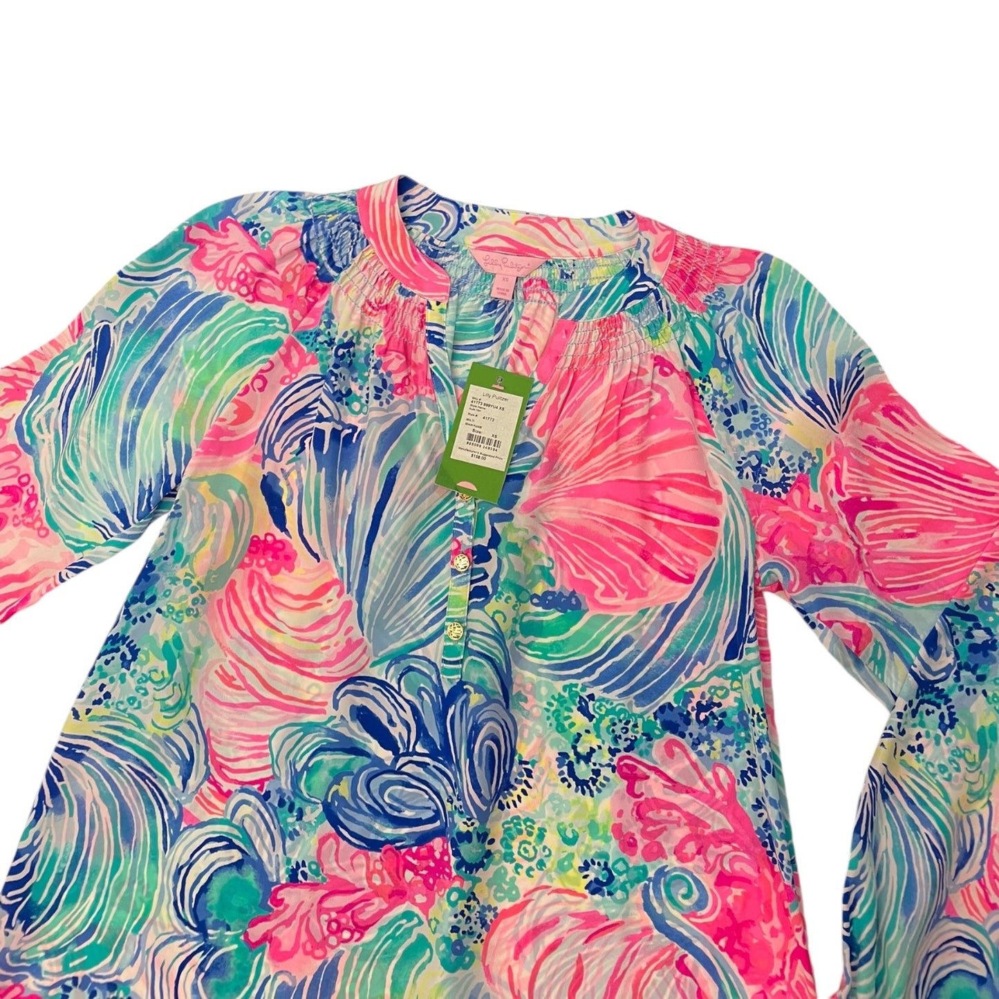 Blouse Long Sleeve By Lilly Pulitzer In Blue & Pink, Size: Xs