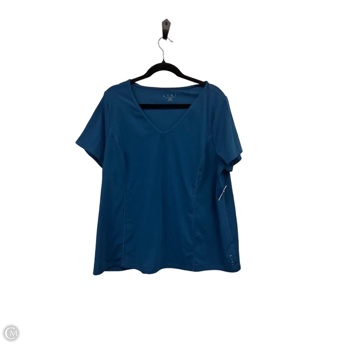 Athletic Top Short Sleeve By Livi Active In Blue, Size: 18