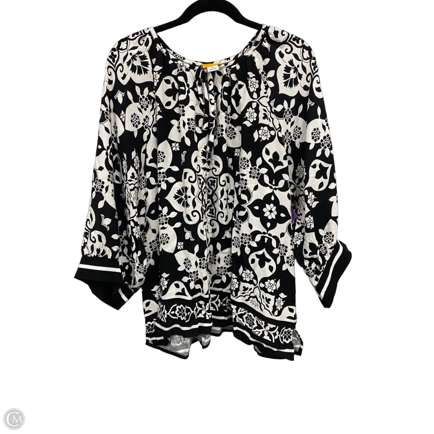 Top 3/4 Sleeve By Ruby Rd In Black & White, Size: Xl