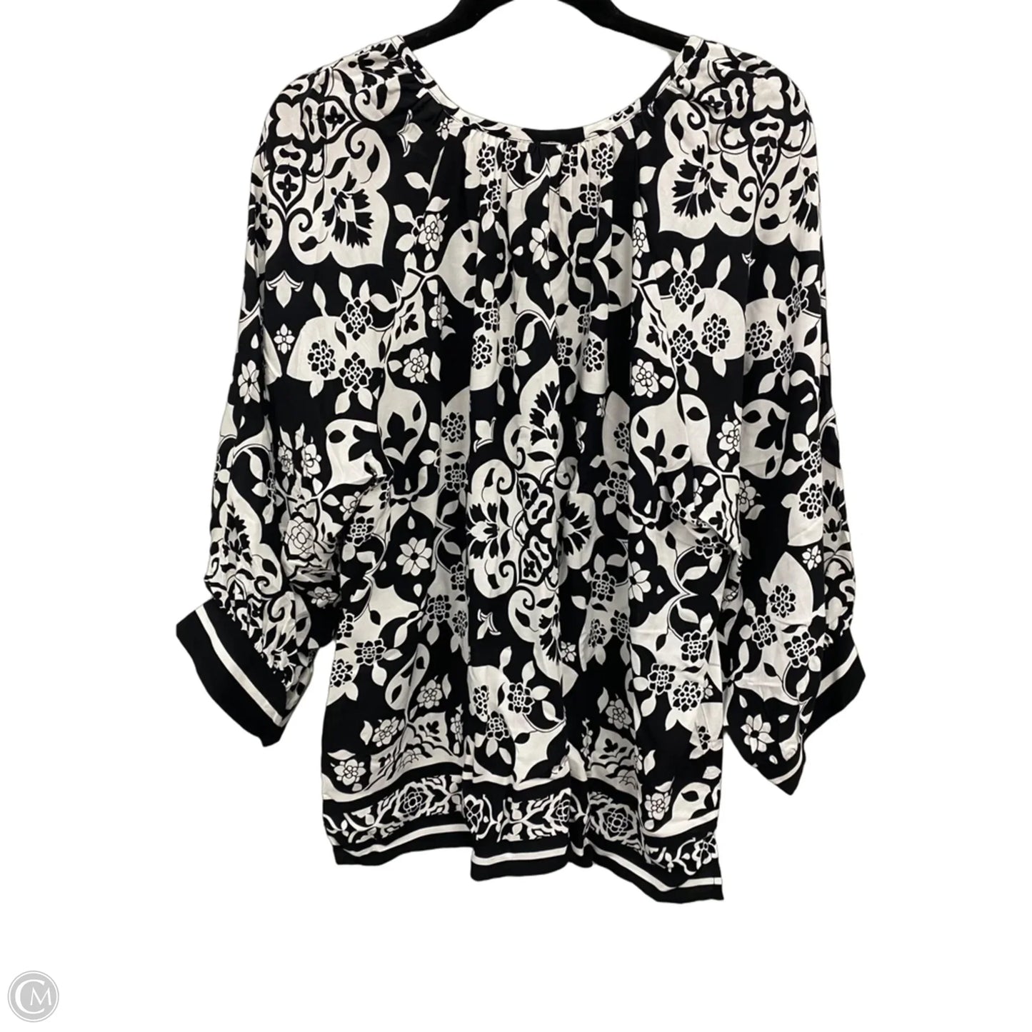 Top 3/4 Sleeve By Ruby Rd In Black & White, Size: Xl