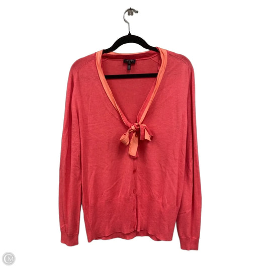 Sweater Cardigan Designer By Escada In Coral, Size: L