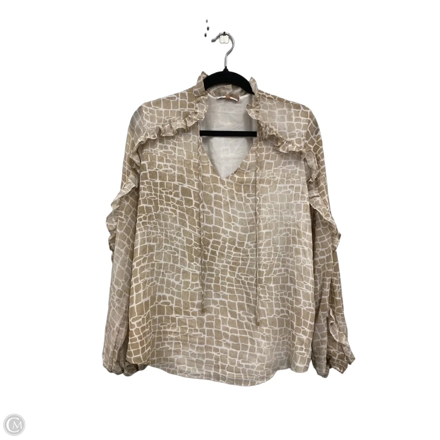 Blouse Long Sleeve By Calvin Klein In Animal Print, Size: L