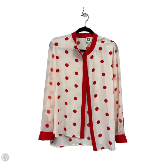 Blouse Long Sleeve By Anne Klein In Cream & Red, Size: L