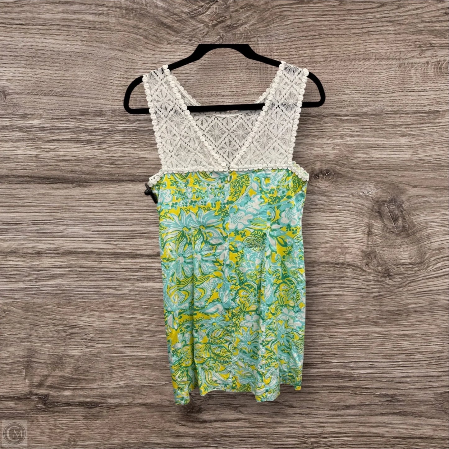 Dress Designer By Lilly Pulitzer In White & Yellow, Size: 4