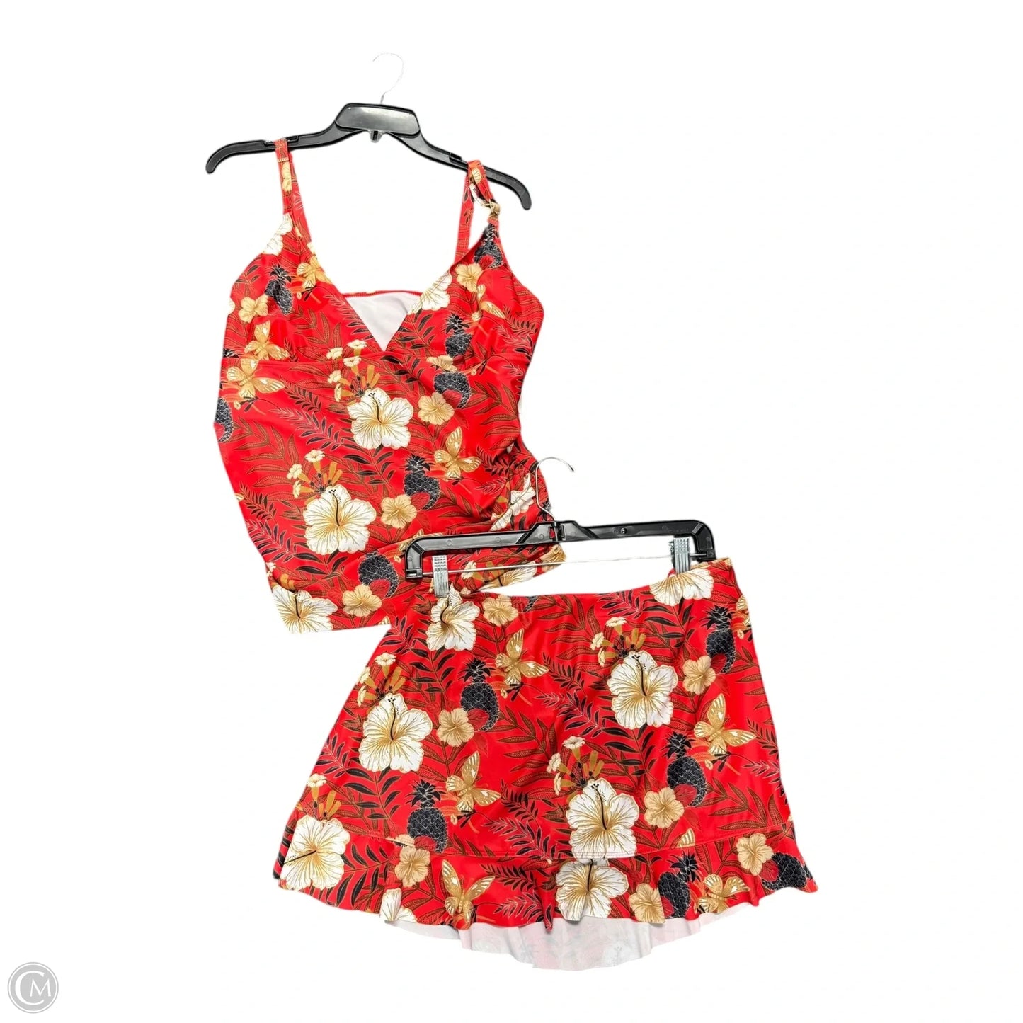 Swimsuit 2pc By Nicole By Nicole Miller In Red & Tan, Size: 3x