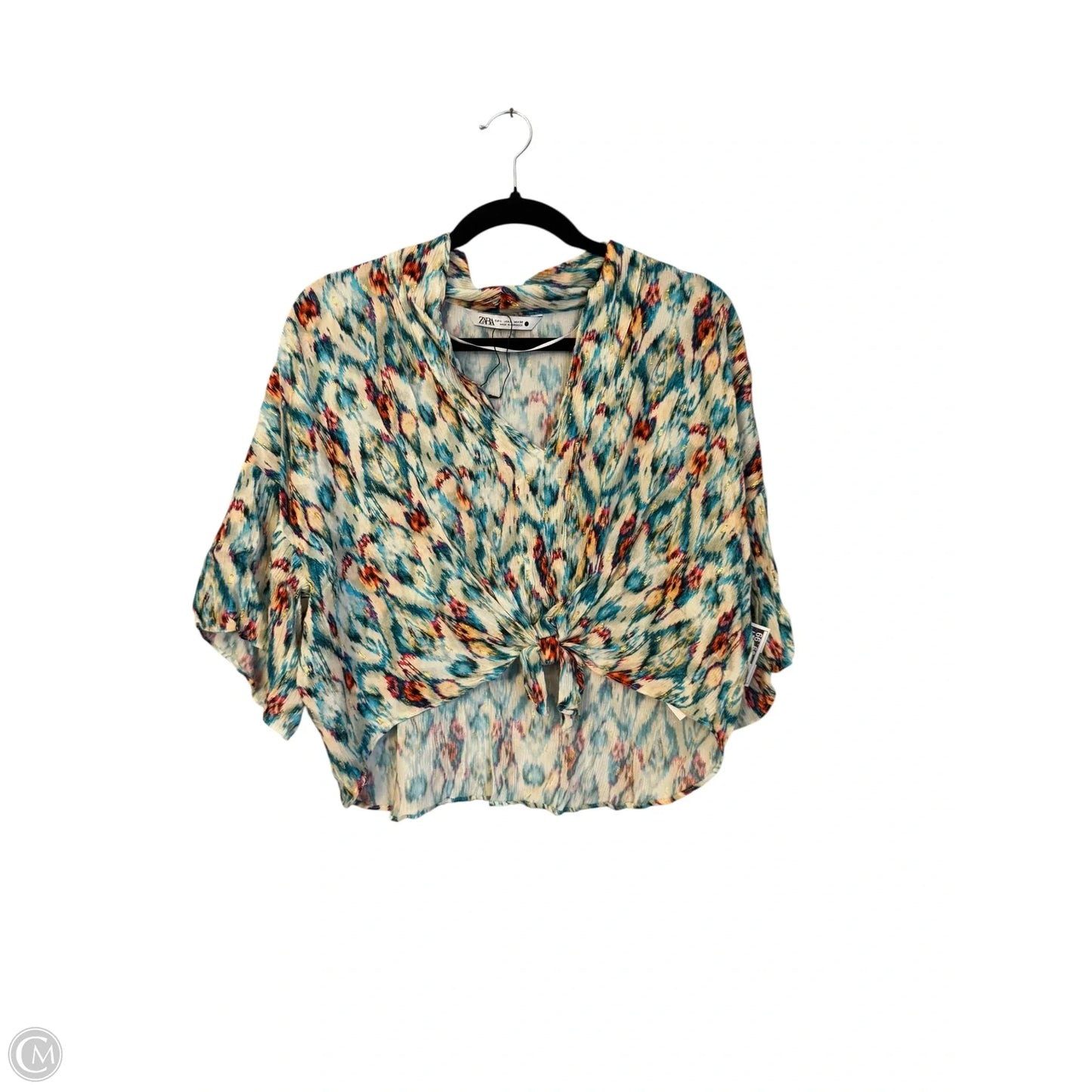 Top Short Sleeve By Zara In Multi-colored, Size: L