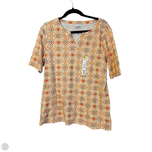 Top Short Sleeve By Croft And Barrow In Orange & White, Size: M