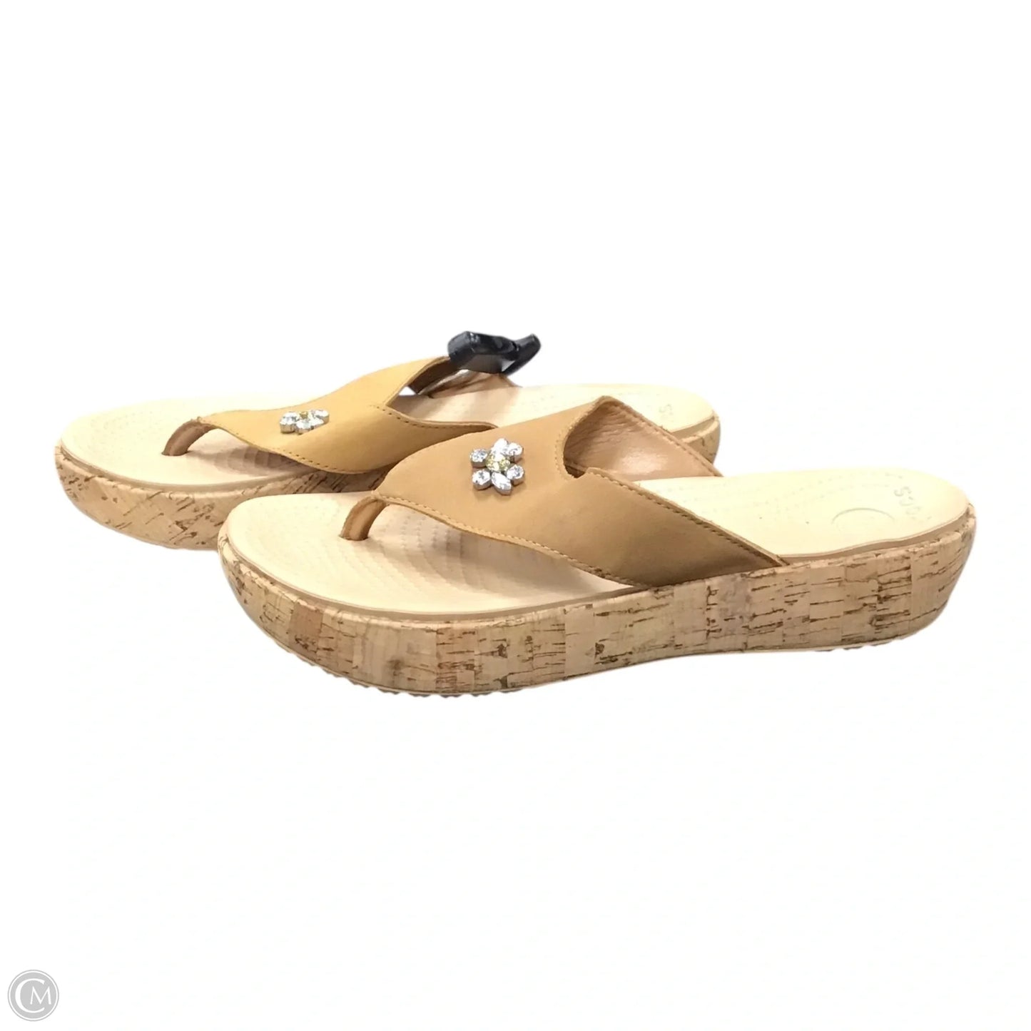 Sandals Flip Flops By Crocs In Tan, Size: 8
