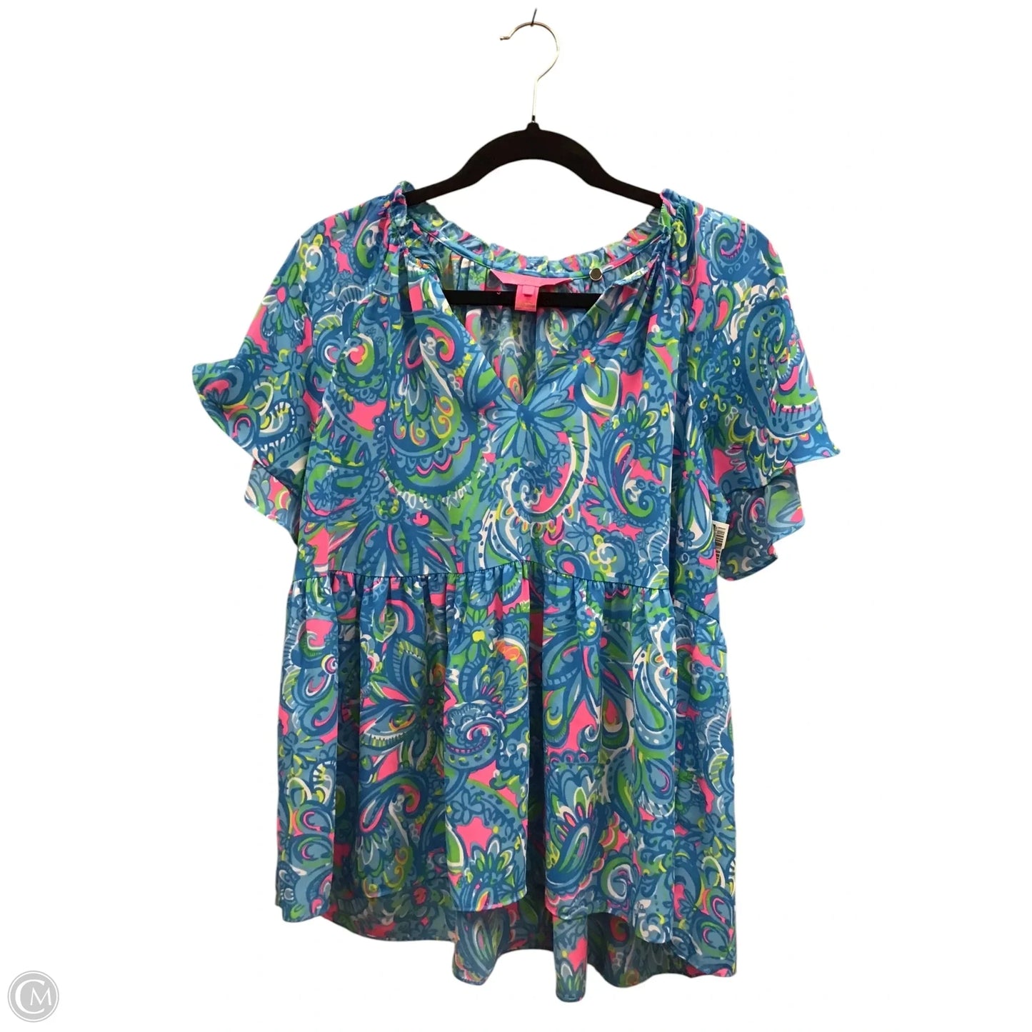 Blouse Designer By Lilly Pulitzer In Blue & Pink, Size: M