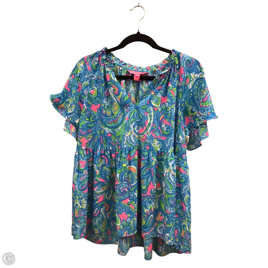 Blouse Designer By Lilly Pulitzer In Blue & Pink, Size: M