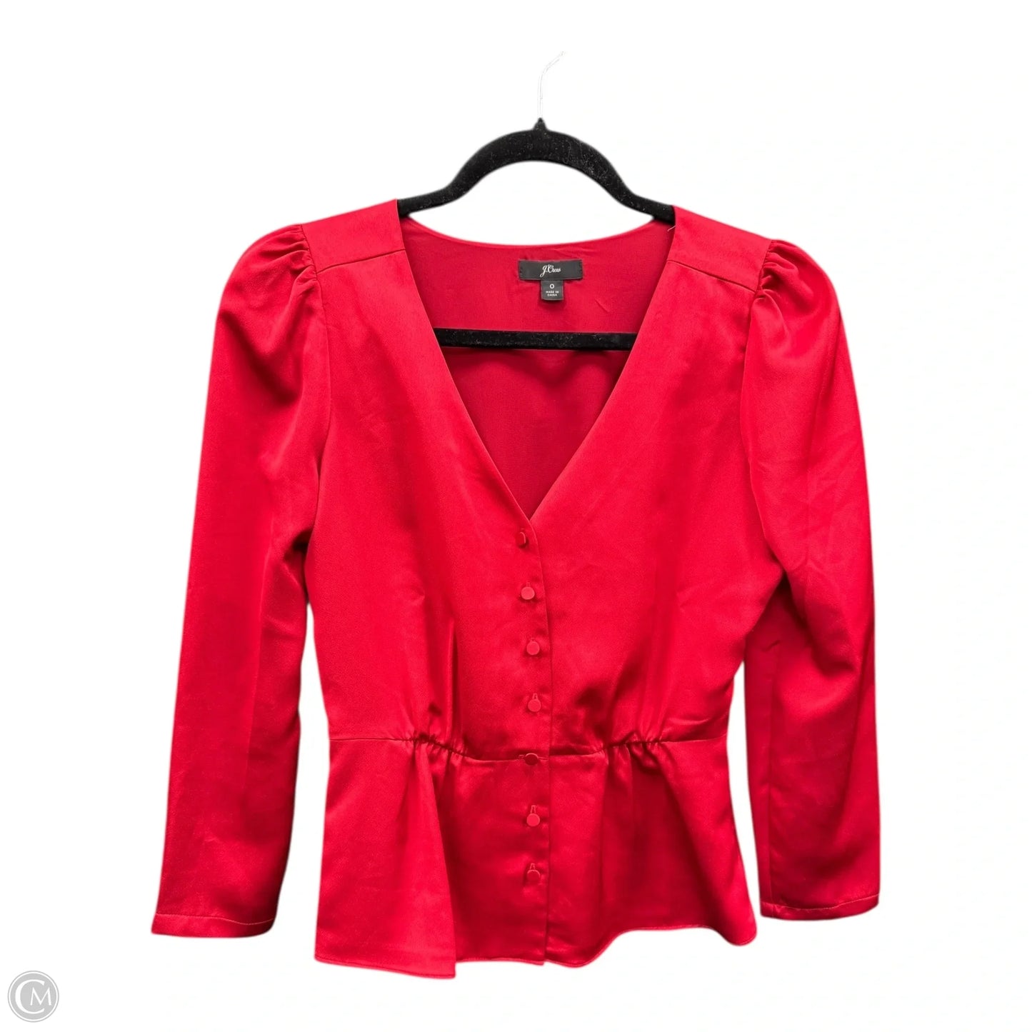 Blouse Long Sleeve By J. Crew In Red, Size: 0