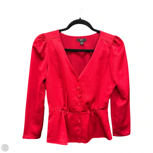 Blouse Long Sleeve By J. Crew In Red, Size: 0