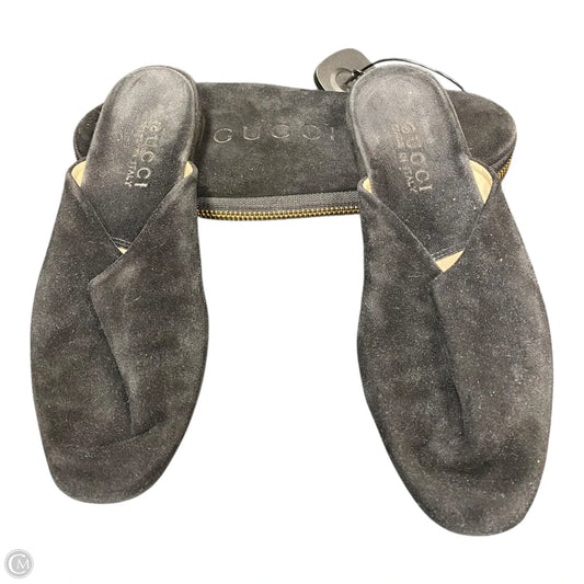 Slippers Luxury Designer By Gucci In Black, Size: 5