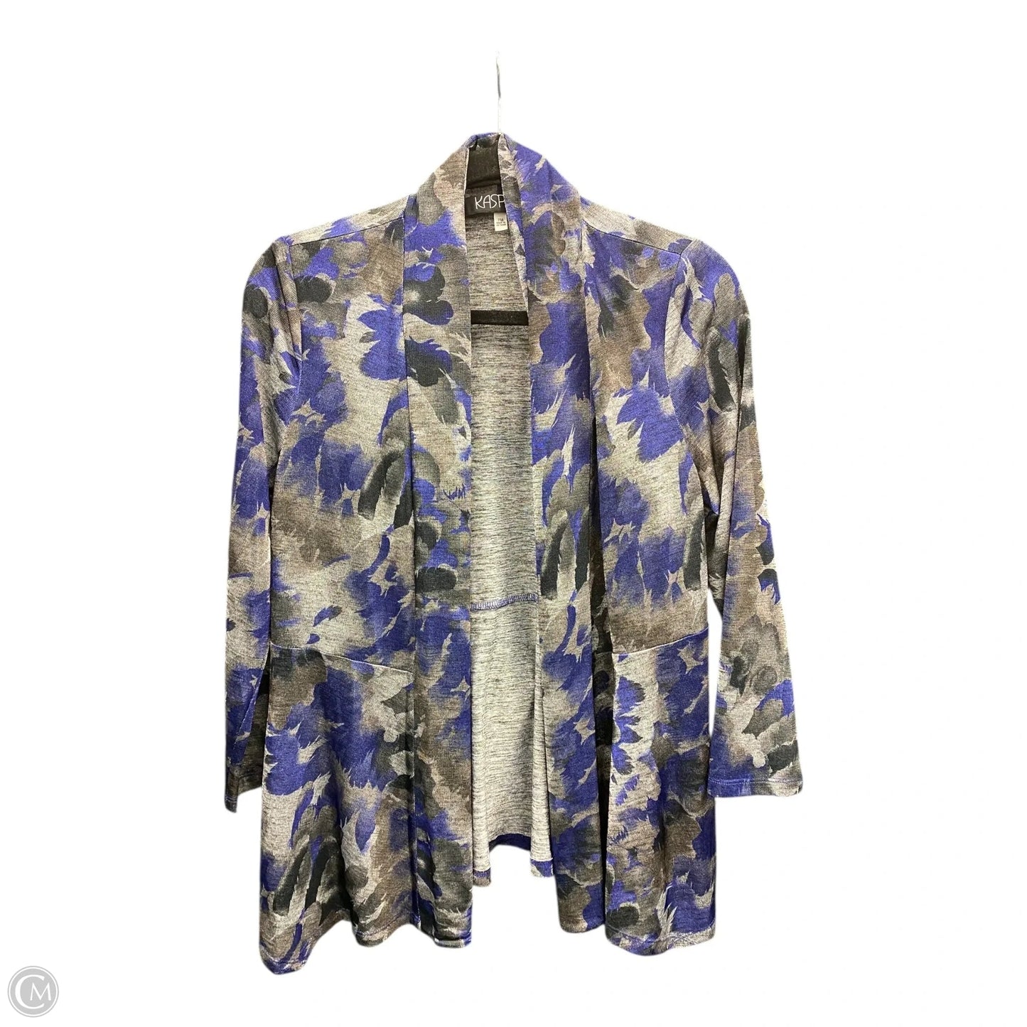 Cardigan By Kasper In Blue & Grey, Size: Mp